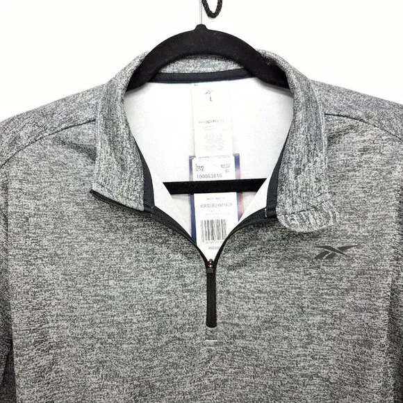 Reebok Men’s Large Long Sleeve Pullover Quarter Zip Training Sweatshirt Gray - Picture 4 of 13